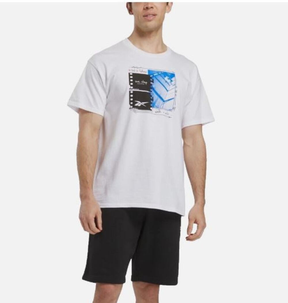 Reebok Men's Graphic T-Shirt White Size L NWT Cotton Athletic Tee